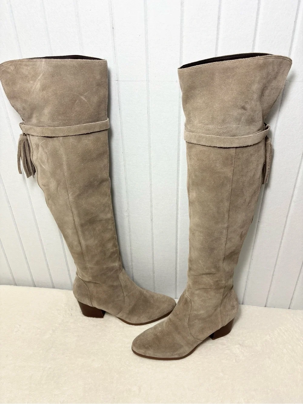 Sole Society Taupe‎ Cow Suede Over-the-Knee Boots 